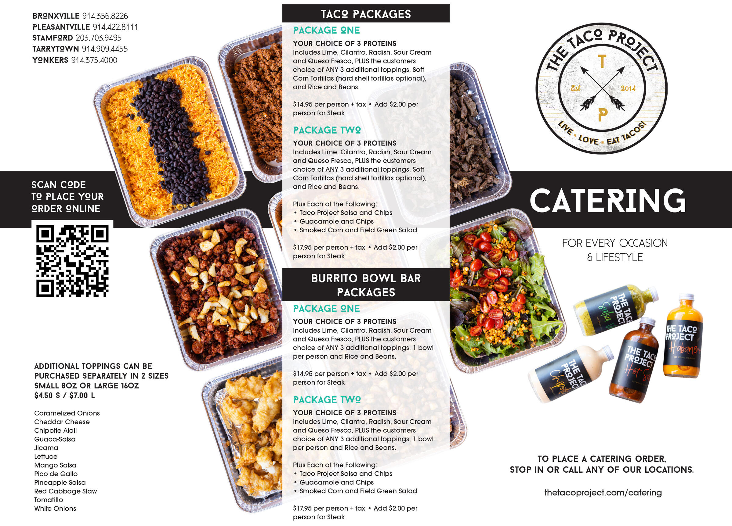 The Taco Project - Tri-Fold Catering Menu